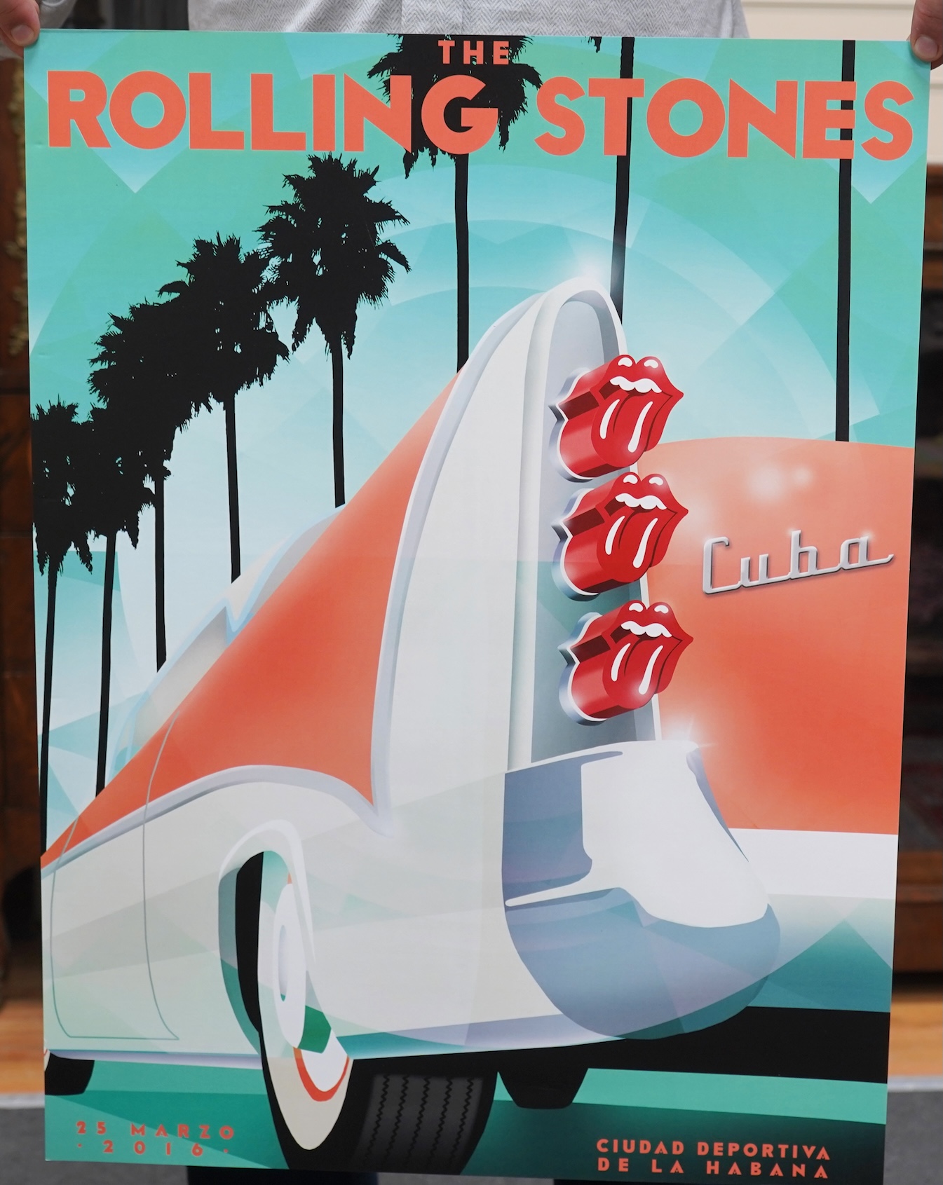 The Rolling Stones interest; an unframed poster commemorating the historic free concert in Havana, Cuba, 25th March 2016, 61 x 46cm